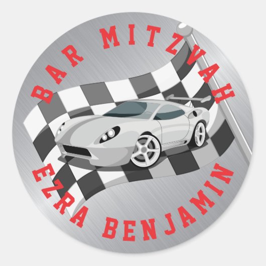 Sticker Rond Course de voitures Karting Bar Mitzvah (Devant)