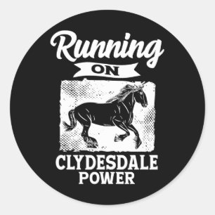 Sticker Rond Course Sur Clydesdale Power Horseback équitation
