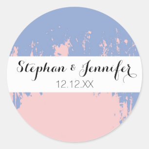 Sticker Rond Courses bleues de quartz rose et de peinture de