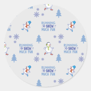 Sticker Rond Courses hivernales - Arbre de Noël de Snowman