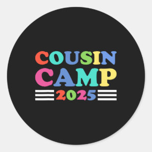 Sticker Rond Cousin Camp 2025 Drôle de camping d'été en famille