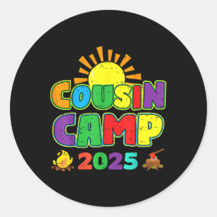 Sticker Rond Cousin Camp 2025 Vacances en famille Camping d'été