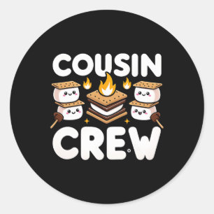 Sticker Rond Cousin Camp 2025 Vacances familiales Camping d'été