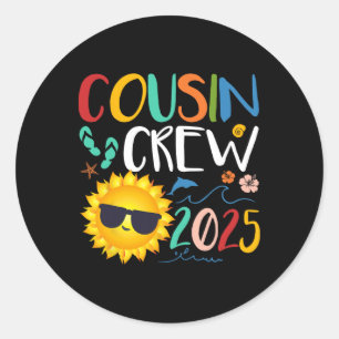 Sticker Rond Cousin Crew 2025 Shirt Family Vacation Beach
