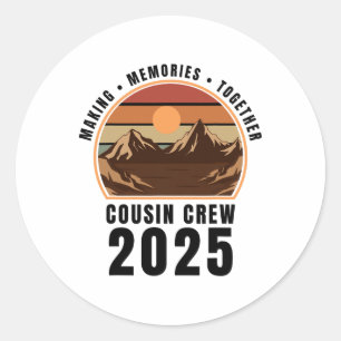 Sticker Rond Cousin Crew Camp Famille Voyage de camping assorti