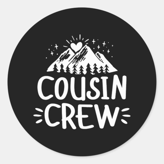 Sticker Rond Cousin Crew Camping Extérieur Montagne Été (Devant)
