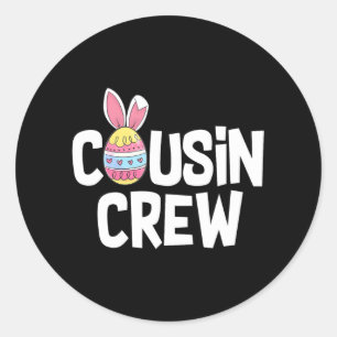 Sticker Rond Cousin Crew Cute Bunny Matching Easter Day Rabbit