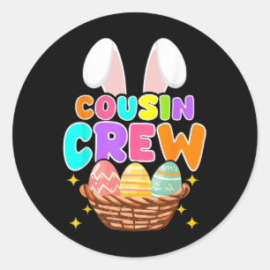 Sticker Rond Cousin Crew Famille de Pâques jumelés Enfants Garç