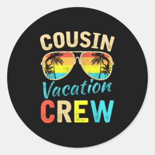 Sticker Rond Cousin Crew Famille Vacances Été Plage de vacances
