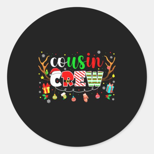 Sticker Rond Cousin Crew Family Christmas 2025 Matching Xmas Sq (Devant)