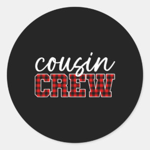 Sticker Rond Cousin Crew Kids Cousins Noël Famille de Noël