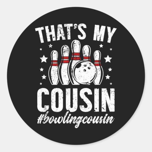 Sticker Rond Cousin De Bowling De Bowler Bowling Cousin - Noir (Devant)