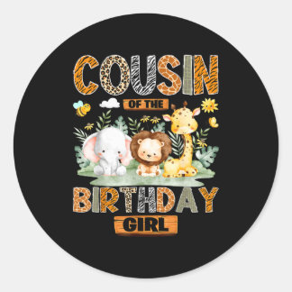 Sticker Rond Cousin de la fille qui fête son anniversaire safar