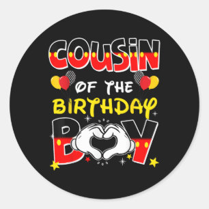 Sticker Rond Cousin De L'Anniversaire Garçon Famille Décor Matc