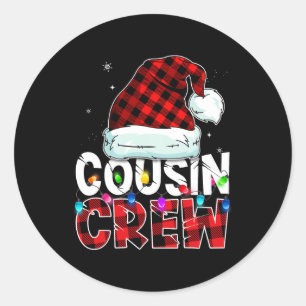 Sticker Rond Cousin du Christ Crew Buffalo Red Plaid Pajamas Fa