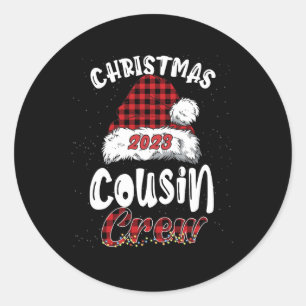 Sticker Rond Cousin du Christ Crew Buffalo Red Plaid Pajamas Fa