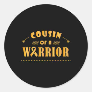 Sticker Rond Cousin d'un Guerrier Lauréat du Ruban Cancer de l'