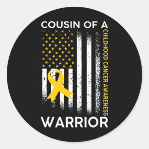 Sticker Rond Cousin Of A Warrior Childhood Cancer Awareness fla