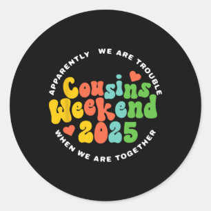 Sticker Rond Cousins Crew 2025 Vacances en famille Week-end
