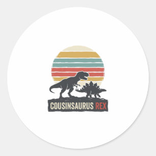 Sticker Rond Cousinsaurus Rex Drôle Dinosaure Vintage T-Shirt D