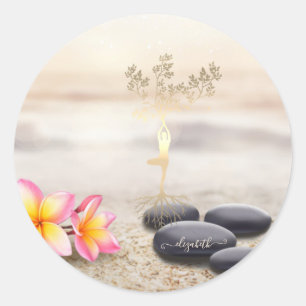 Sticker Rond Coussin décoratif femmes arbre silhouette pierres