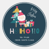 Sticker Rond Coute Ho Ho Ho Enfants Cadeau de Noël (Devant)