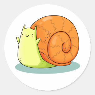 Sticker Rond Coute Kawaii Joyeux Snail