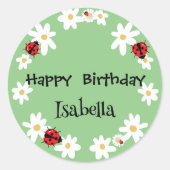 Sticker Rond Coute Polka point Ladybug Daisy Flower fête d'anni (Devant)