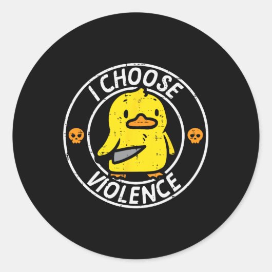 Sticker Rond Couteau de canard Je Choisis Funny Sarcasme Joke H (Devant)