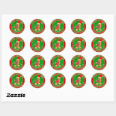 Sticker Rond Coutume Gingerbread Homme Joyeux Noël (Feuille)
