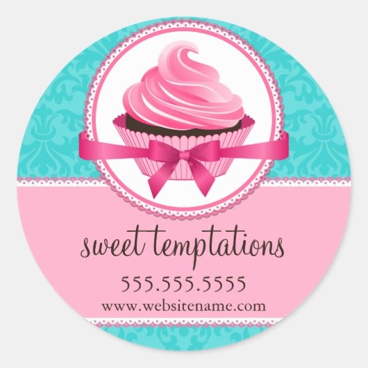 Sticker Rond Couture Cupcake Boulangerie Coffret Cachets (Devant)