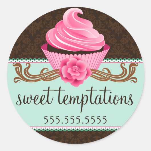 Sticker Rond Couture Cupcake Boulangerie Coffret Cachets (Devant)
