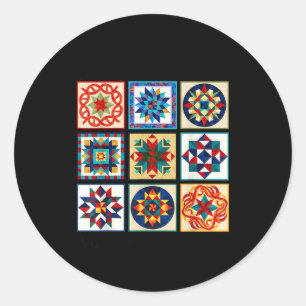 Sticker Rond Couture de patchwork drôle Faites un motif de patc