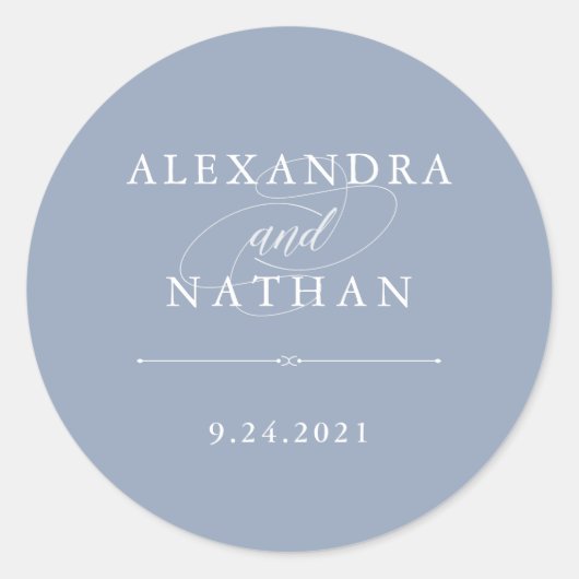 Sticker Rond Couture élégante | Dusty Blue Mariage (Devant)