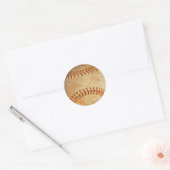 Sticker Rond Couture rouge vintage de baseball blanc (Enveloppe)