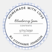 Sticker Rond Couvercle de pot à motif carreaux bleus pour mise  (Devant)