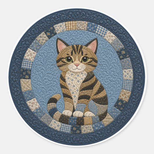 Sticker Rond Couverture de chat tigré (Devant)