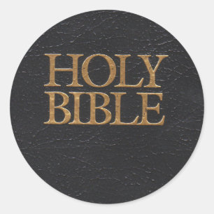 Sticker Rond Couverture en cuir noire de Sainte Bible