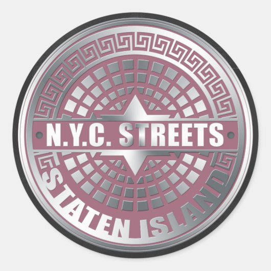 Sticker Rond Couvertures de trou d'homme Staten Island (Devant)