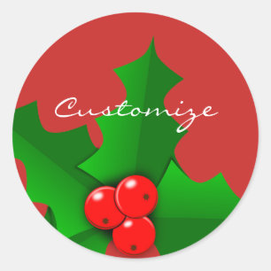 Sticker Rond Cove de Noël verte et rouge
