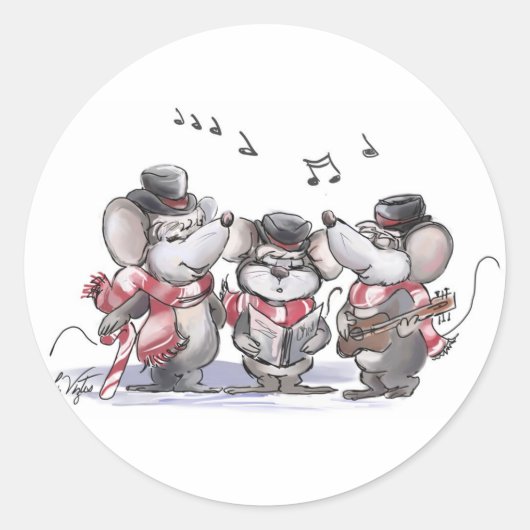 Sticker Rond Covoiturage avec souris, Mac & Moe (Devant)