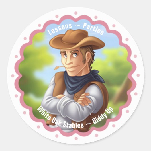Sticker Rond Cow-boy de l'Ouest (Devant)