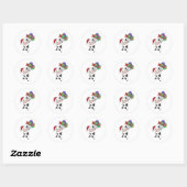 Sticker Rond Cow Cheerful Christmas Winter Animals (Feuille)