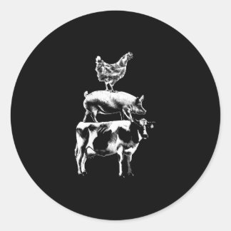 Sticker Rond Cow Cog Poulet de la ferme Cadeau animal animal