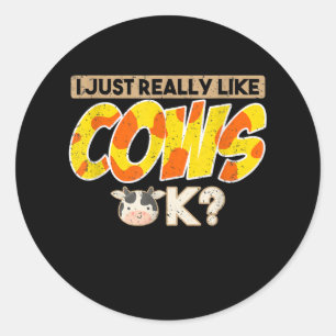 Sticker Rond Cow Farmer Animal Lover Farmer Cow
