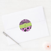 Sticker Rond Cow Print, Cow Spots, Zebra Stripes, monogram (Enveloppe)