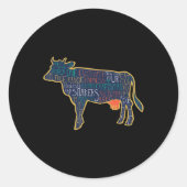 Sticker Rond Cow Silhouette Tygraphy Phrases Heifer Fun Chris T (Devant)
