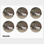 Sticker Rond Cowboy avec troupeau (Feuille)
