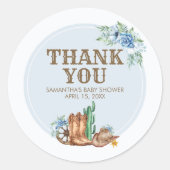 Sticker Rond Cowboy Baby Shower (Devant)