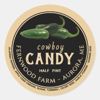 Sticker Rond Cowboy Bonbons Canté Poivre Jalapeno Poivre Jelly